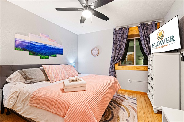 Large screen TV with dedicated work desk