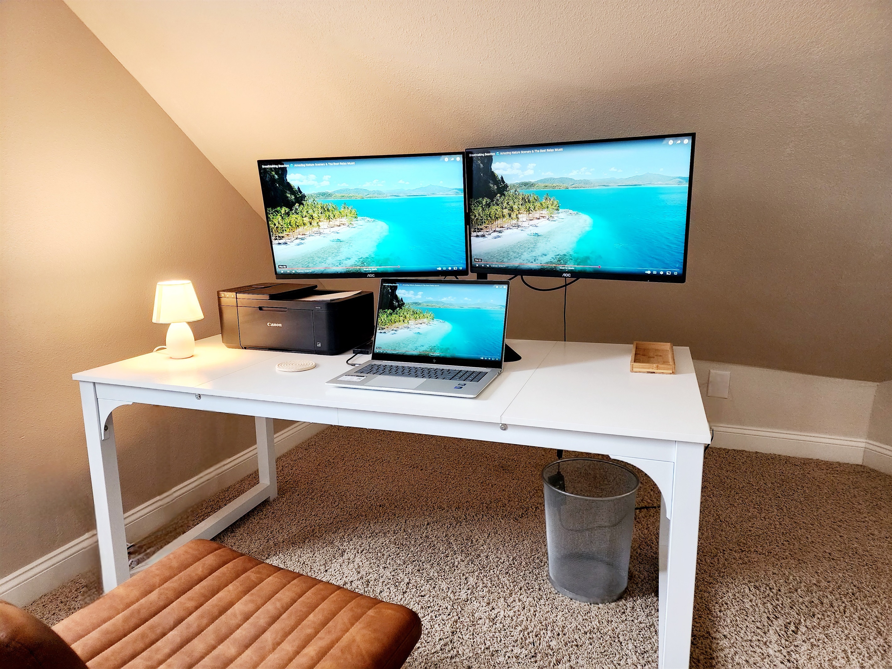 Computer desk with USB-C docking station