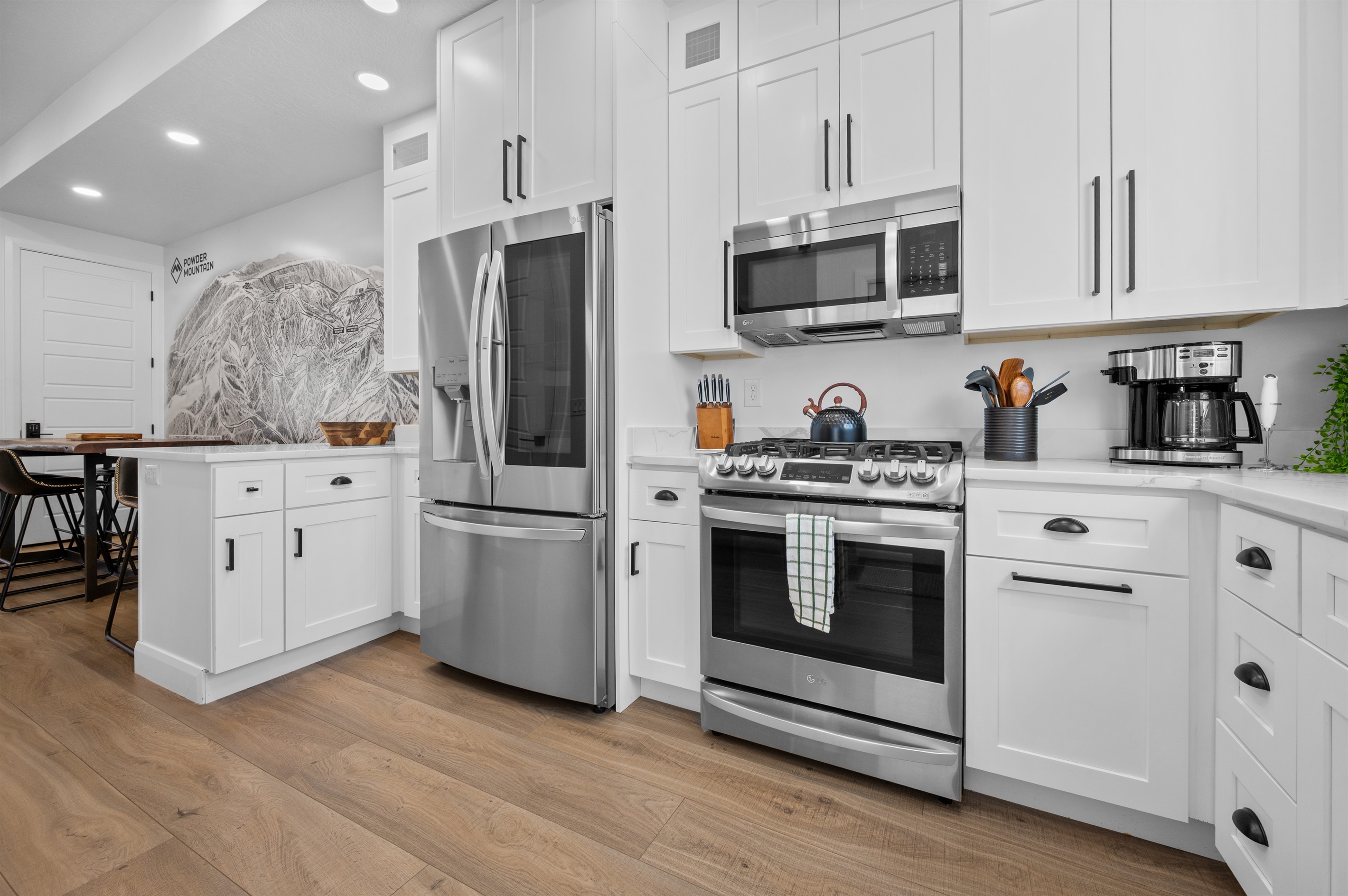 Fully equipped kitchen designed for convenience and style.