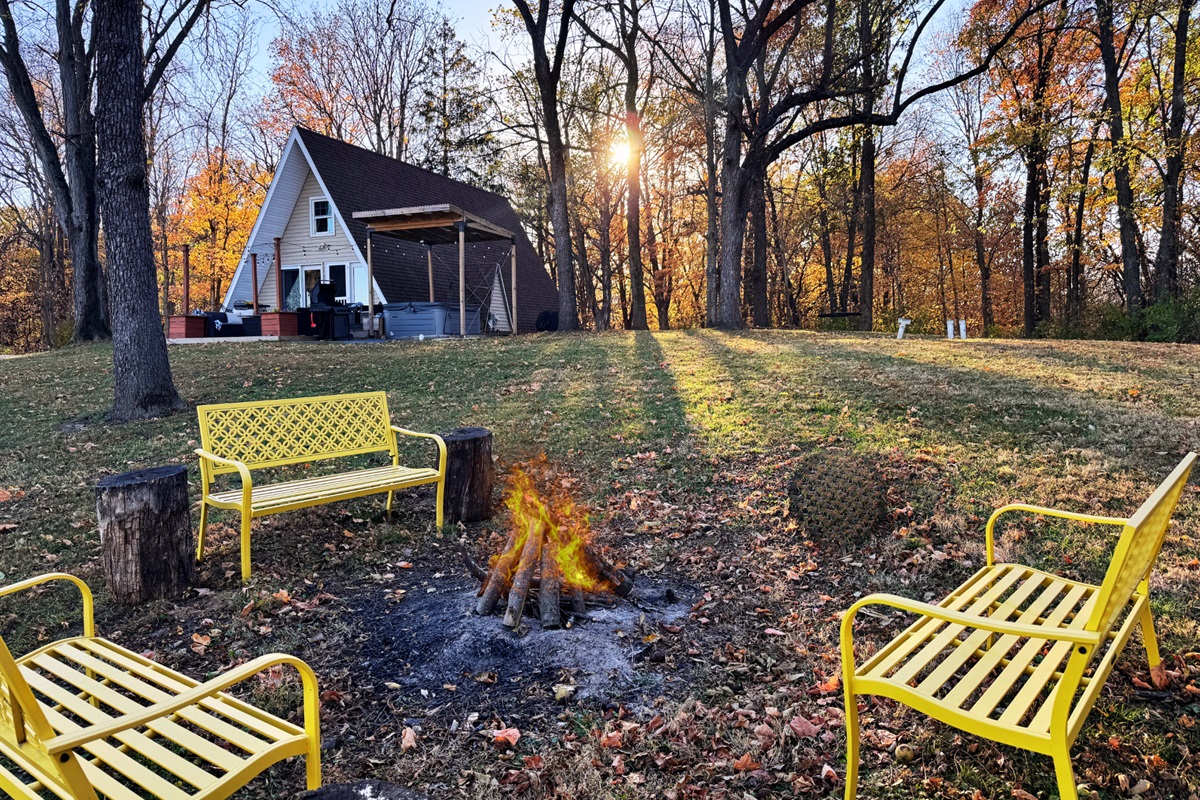 Cozy up with one of the outdoor blankets, and roast some hot dogs and smores at the huge natural fire-pit.