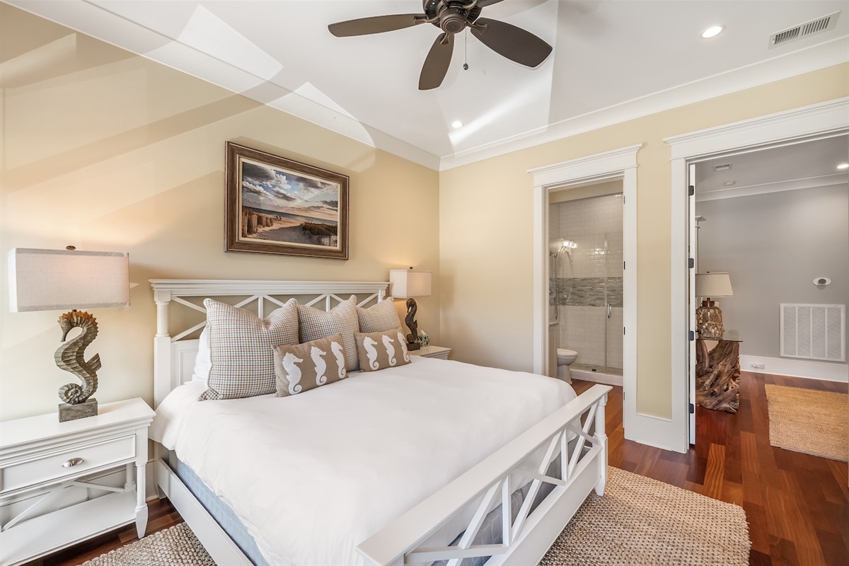 Bedroom 5:  King Bed + Ensuite + TV Shore Thing | 4001 Palm Blvd | Isle of Palms, SC | IOP Escapes