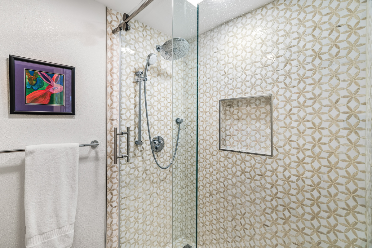 Spa like shower with rain showerhead and wand