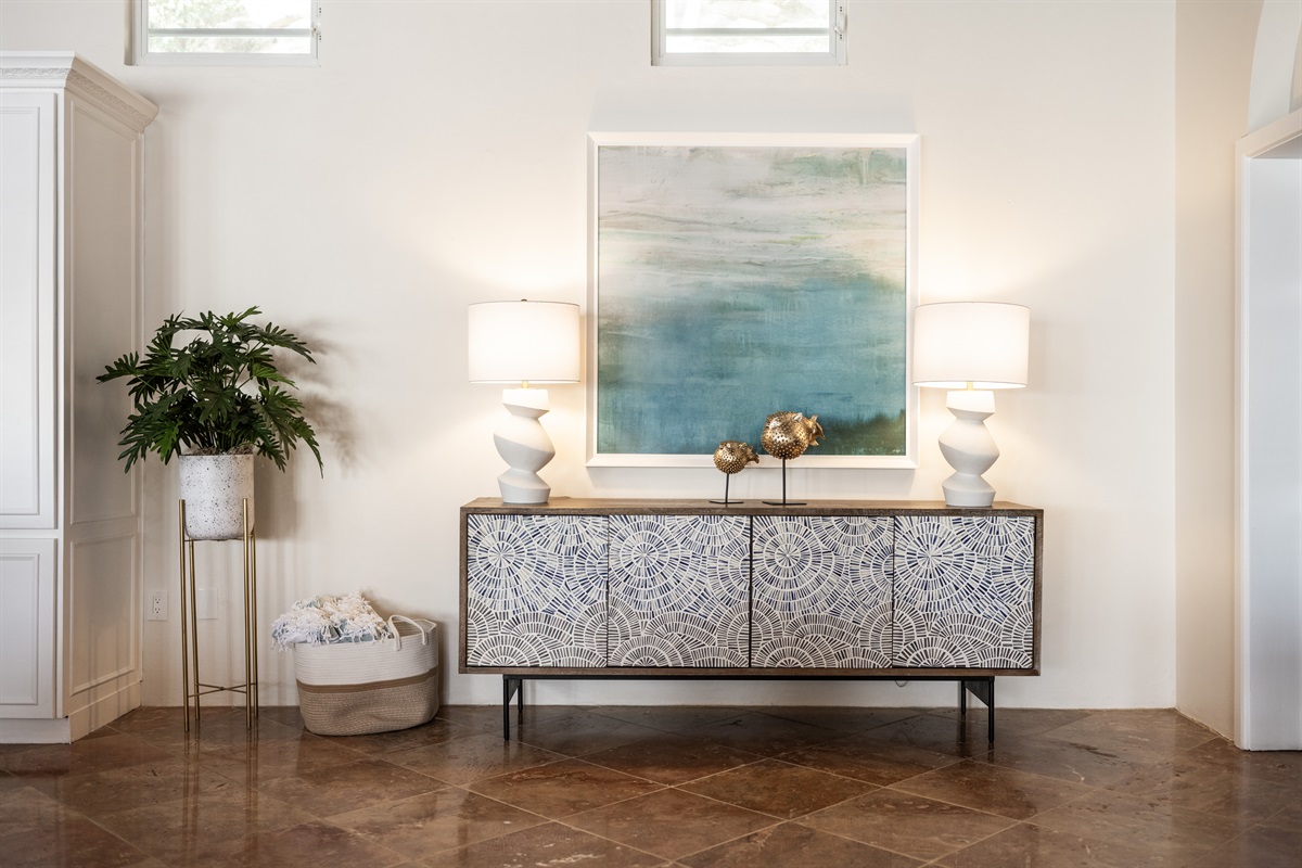 Modern, refined decor enhances the villa&rsquo;s serene coastal atmosphere.