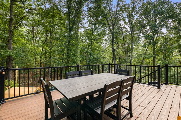 Breathe in the fresh mountain air from the spacious deck.