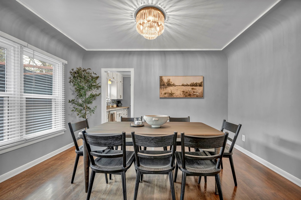 The tastefully designed dining area seats 8.