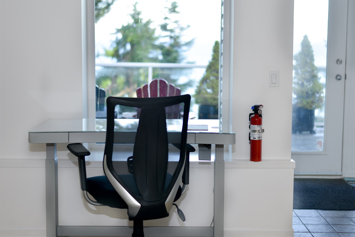 Workspace with ocean and mountain views