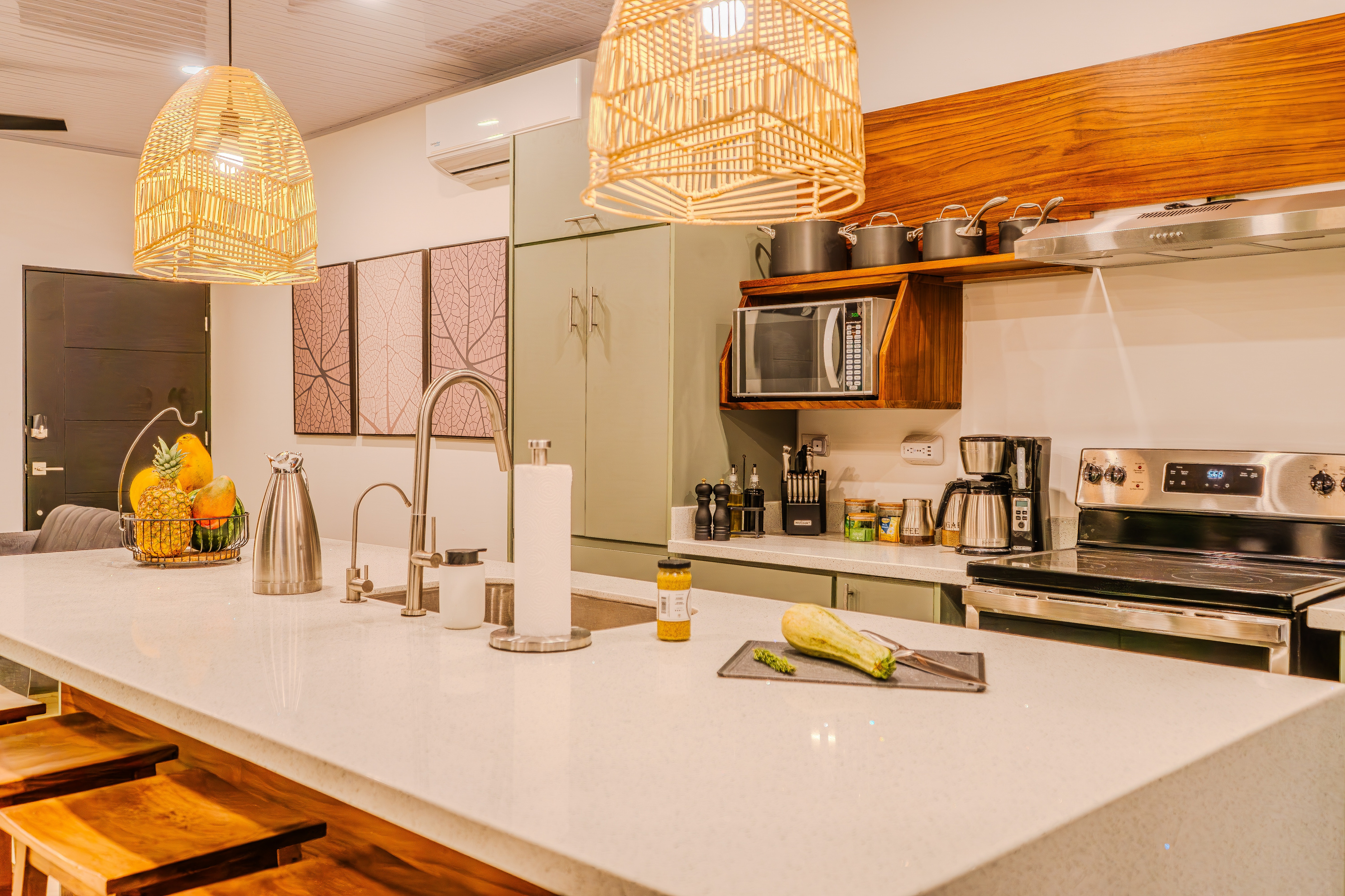 Casa Ola: the kitchen island. Prep, eat, and socialize all in one place.