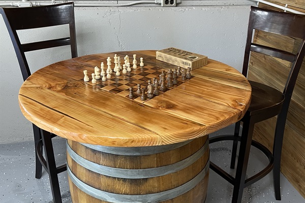 chess table in garage