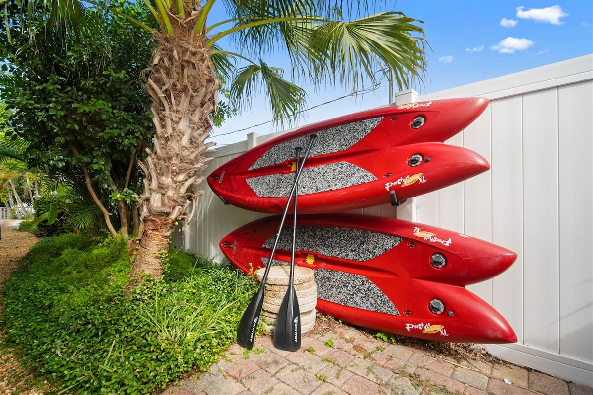 2 Paddle boards on the side of the house