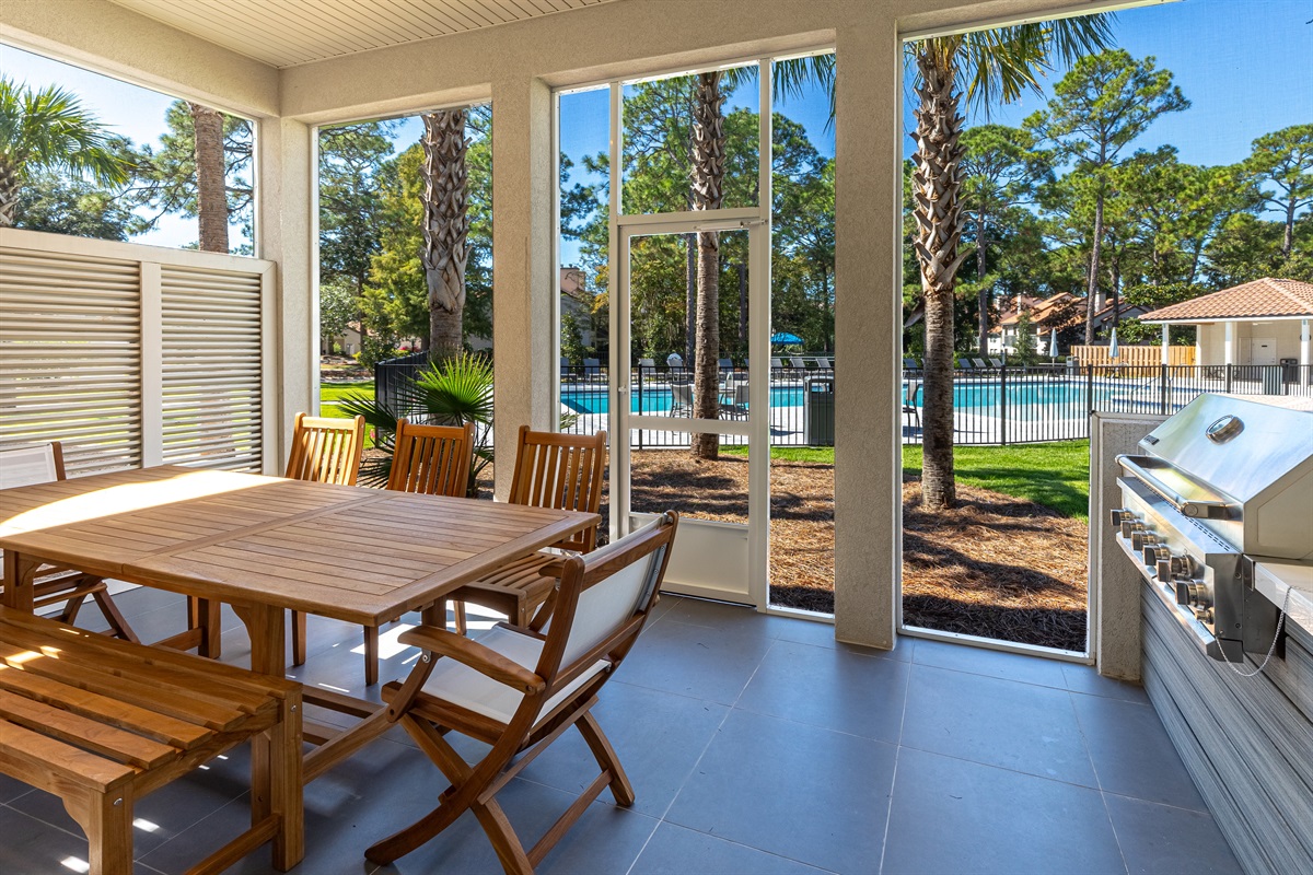 Pool Side Patio with outdoor Kitchen
