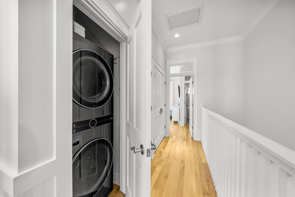 Full size washer and dryer inside the home - we provide plenty of laundry supplies for your visit!