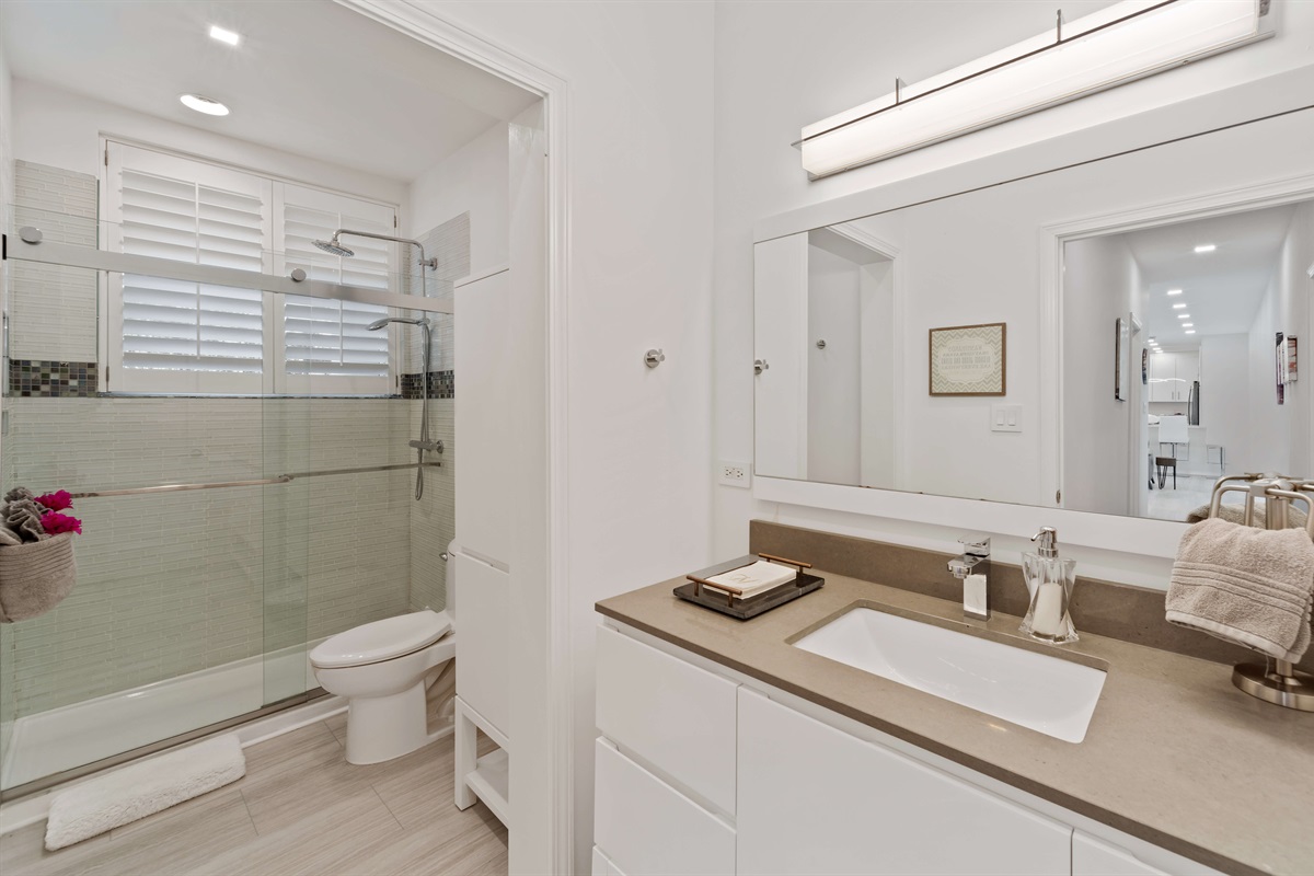 A large and well appointed bathroom completes the apartment.