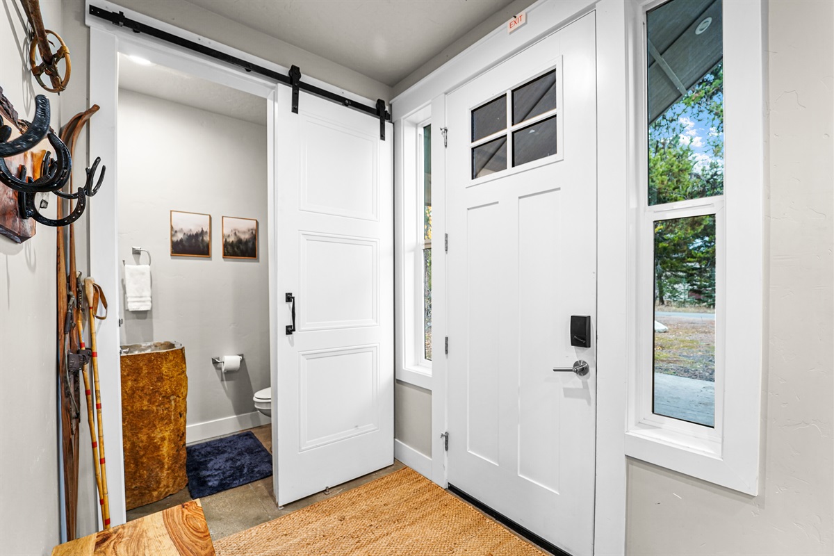 Bright Entryway & Unique Bath