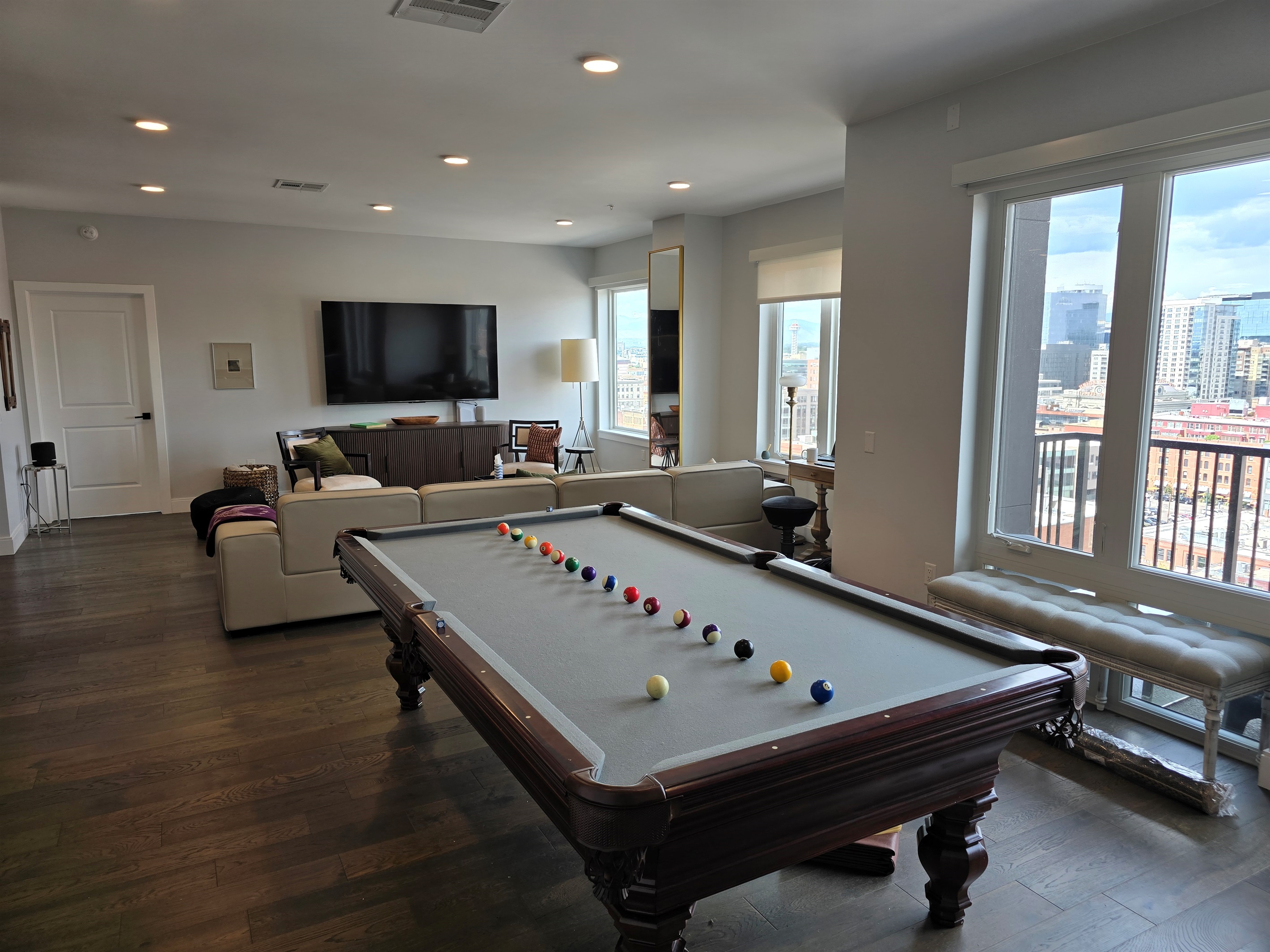 Second balcony off the living room near the pool table