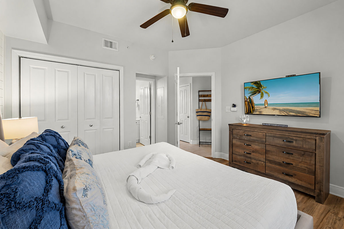 Master BR view into private bath and Smart TV w/ complimentary YouTube TV, Amazon & more