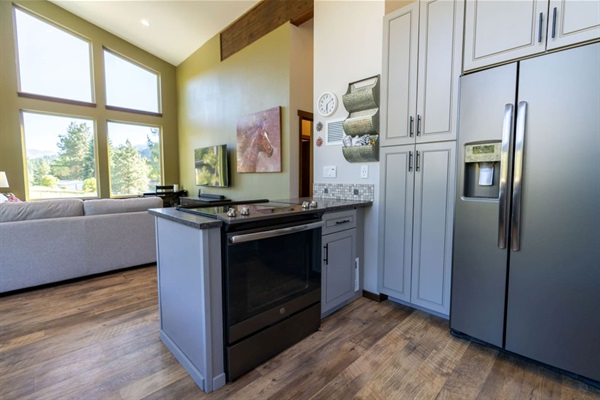 Kitchen stove island.