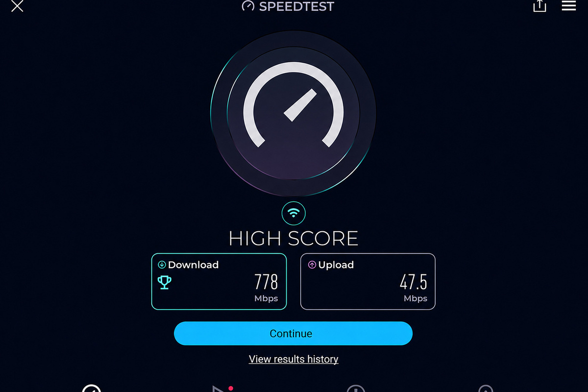Fast Wi-Fi measured at 700+ Mbps reaches every room.