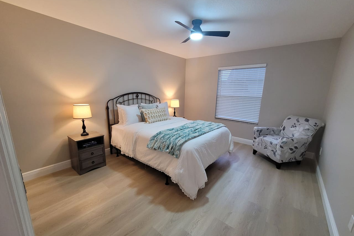 Comfortable queen bed for a restful sleep!