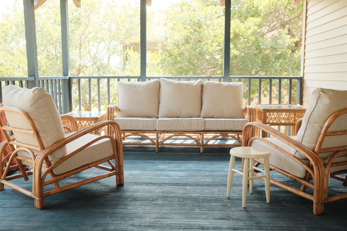 morning coffee , mid day naps, and sunset cocktails - all happen on the spacious covered porch.   it’ll take you back to beach days of the past.