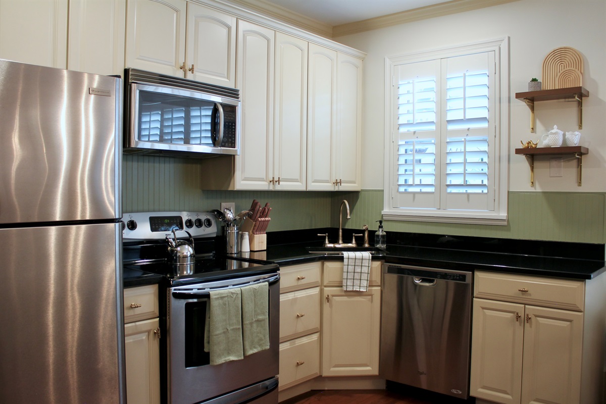 Fully equipped kitchen with modern appliances for easy meals.