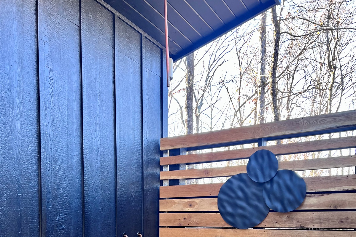 Outdoor shower open in warmer months.