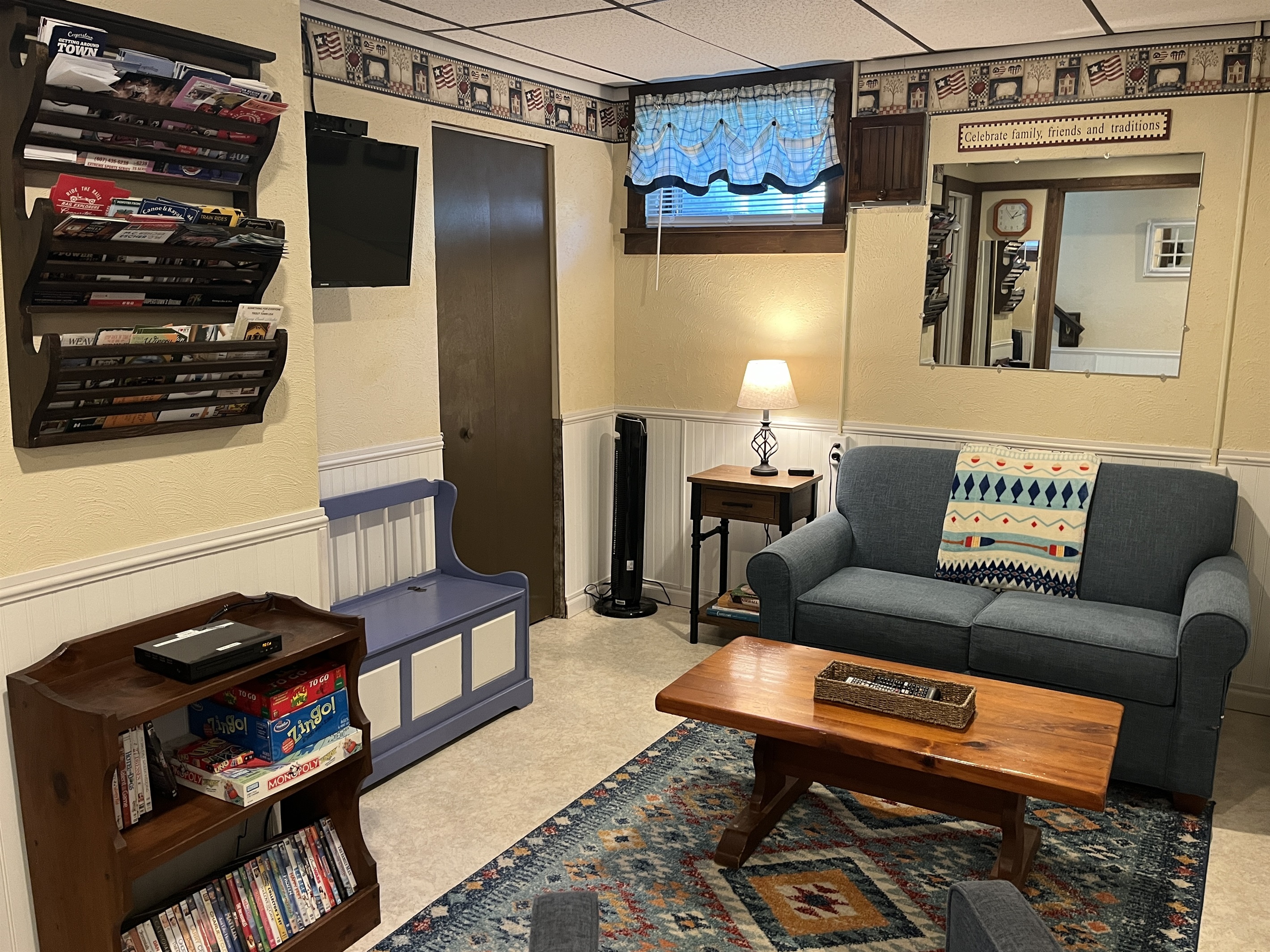 Lower Level Playroom with sleeper sofa