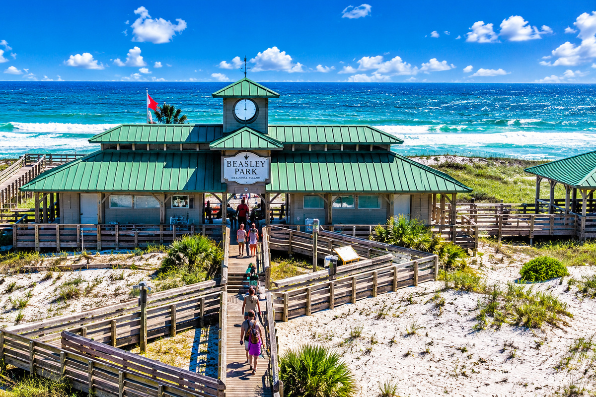 Just across the street, Beasley Park offers easy access to the sugar-white sand and emerald waters of the Gulf of Mexico.