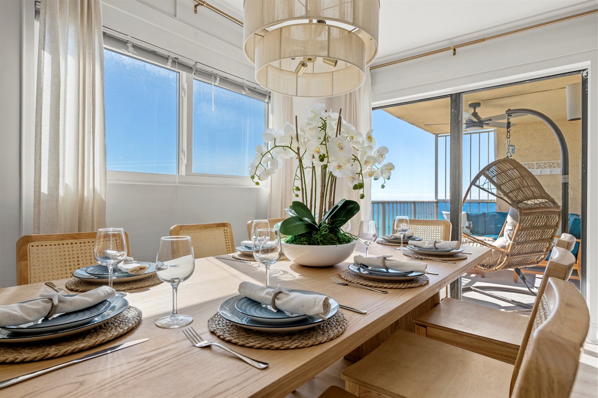 Let natural light and coastal breezes guide you from the dining table to your own tranquil lounge chair escape