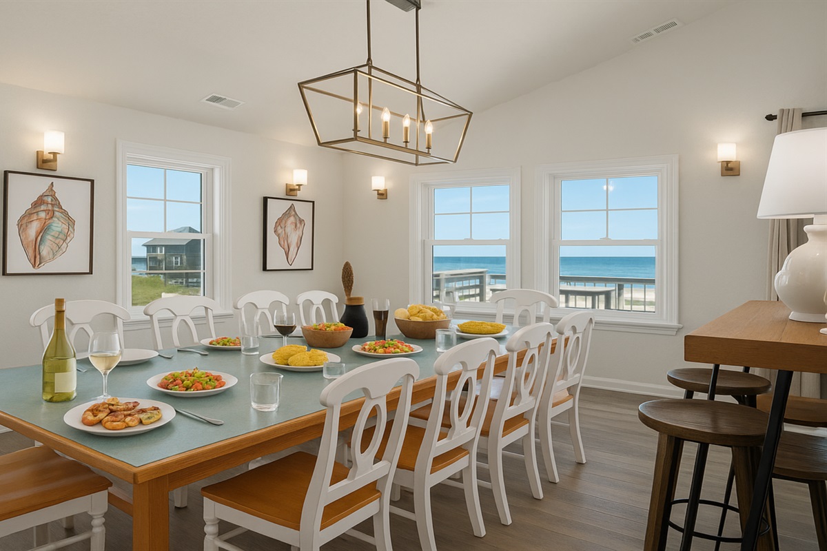 Oceanfront Dining Table for 14 — Gather for Memorable Group Meals | Coastline Haven, Outer Banks