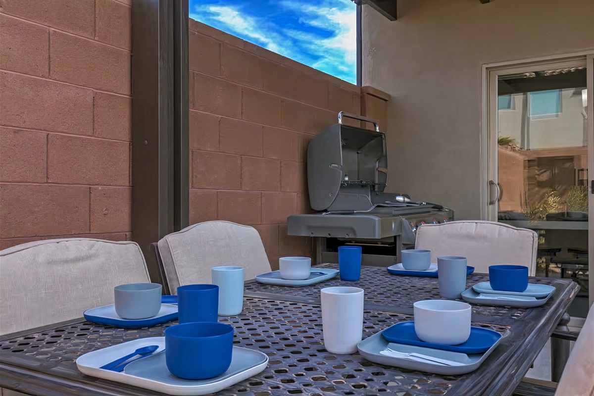 Enjoy outside dining in your private, fenced backyard complete with barbeque grill.