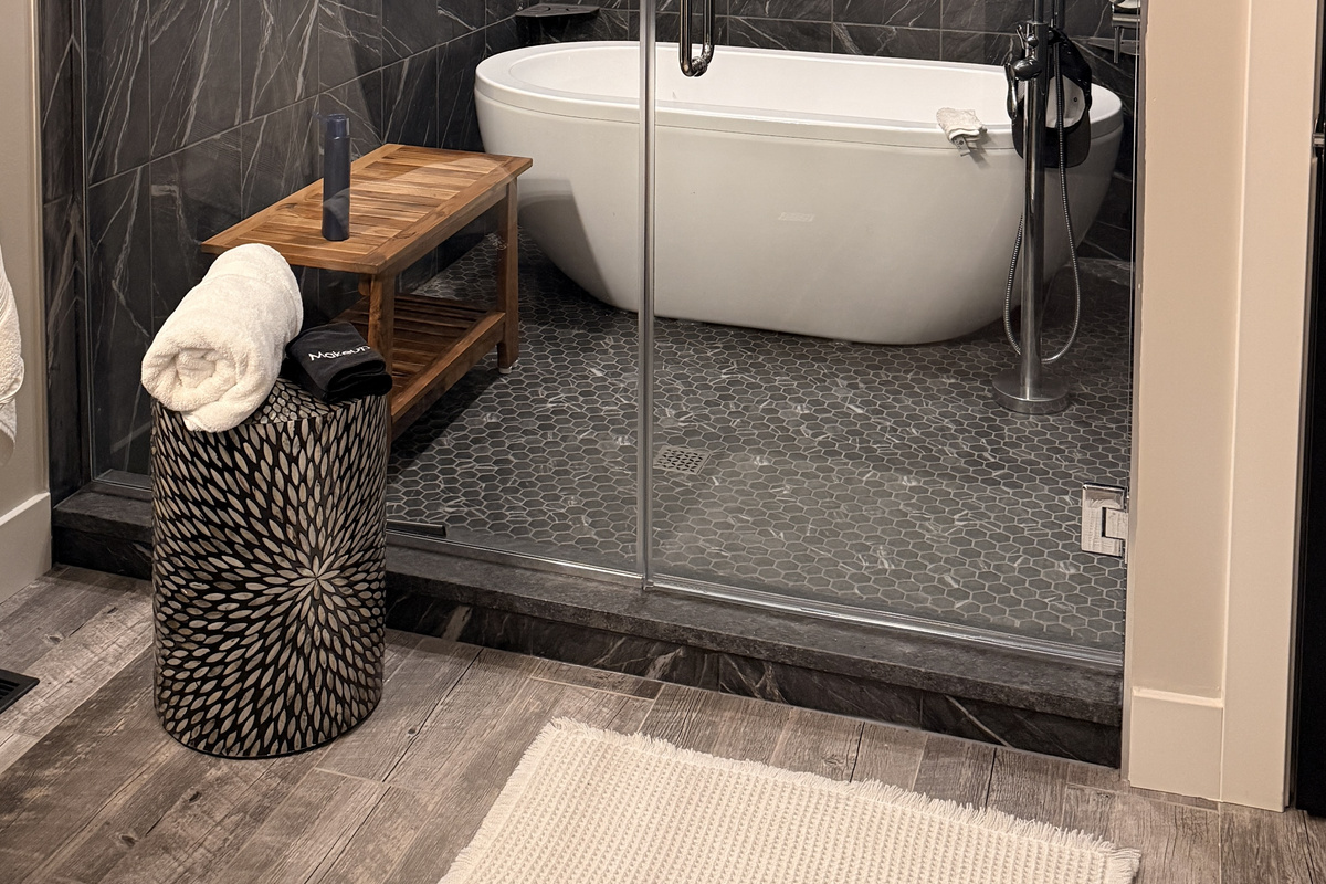 Closeup of wet room
