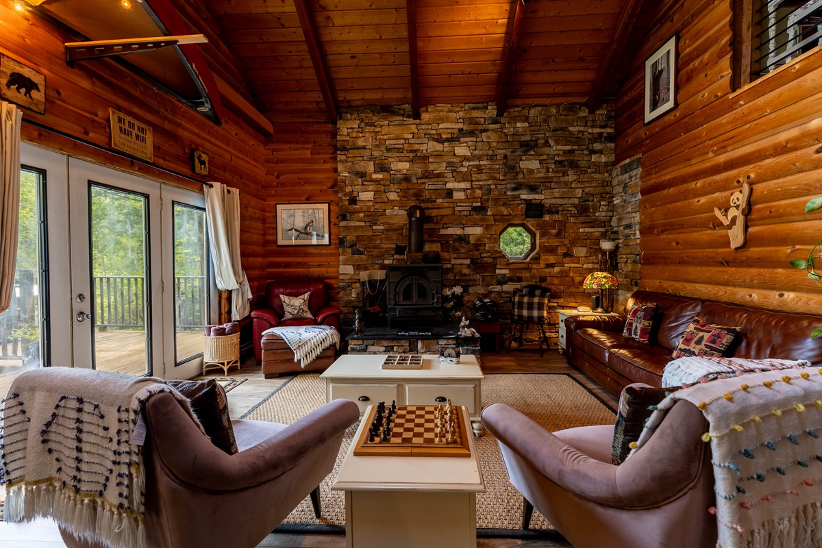 Spacious living room with comfortable seating for everyone. 