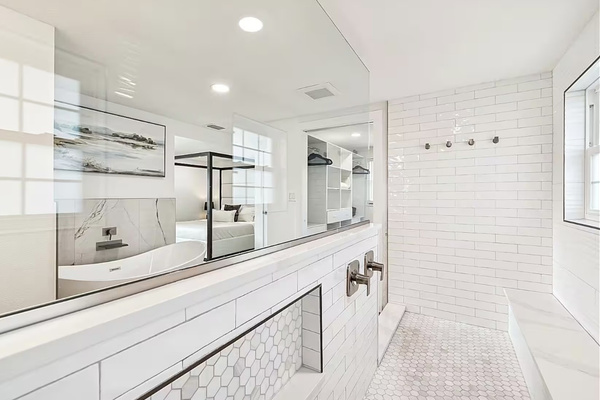 Beautifully renovated bathroom with oversized walk-in shower