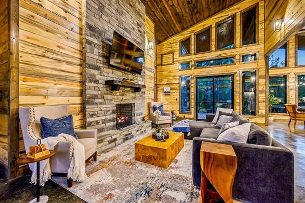 Gather around the cozy gas fireplace for morning coffee, movie nights, or family game time.