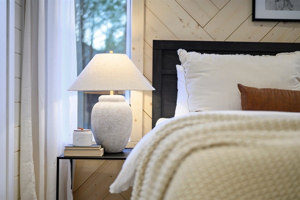 Thoughtful details and neutral tones blend modern comfort with cozy cabin charm.