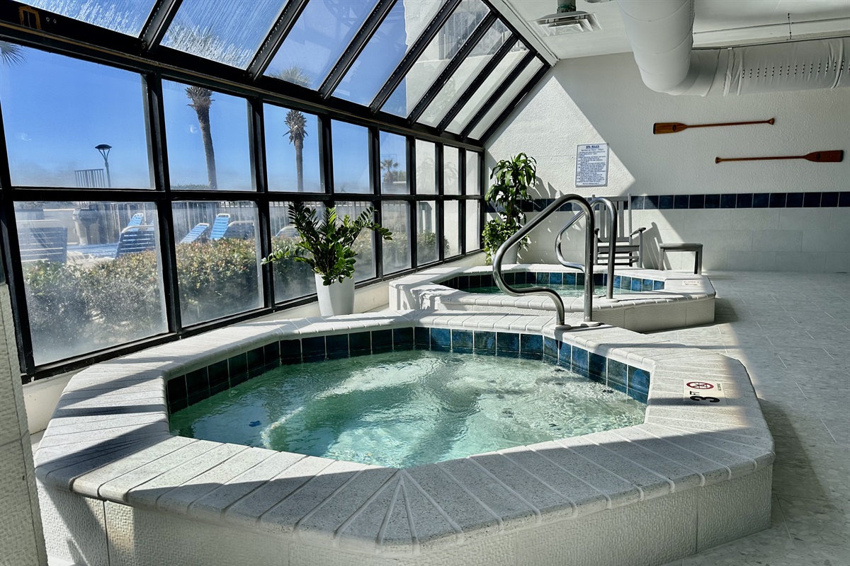 Two of the THREE indoor hot tubs!
