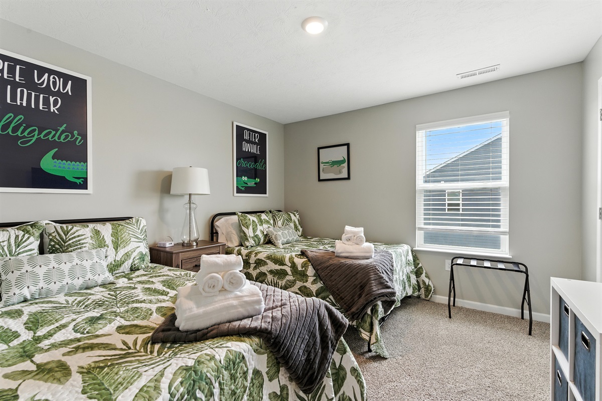 Clean and bright room with double beds