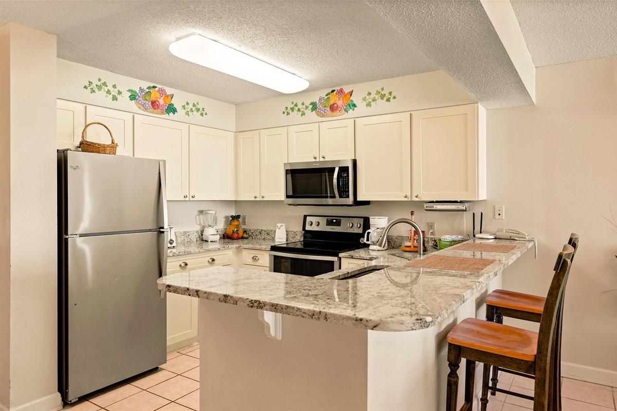 Kitchen with stainless steel appliances