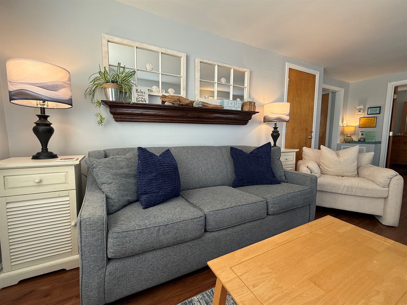 Queen sofa bed accommodates two guests