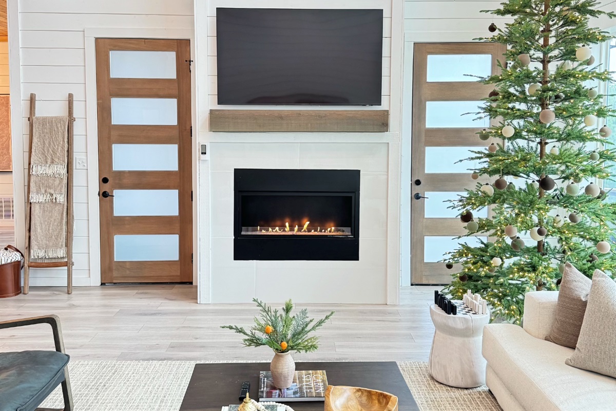 Cozy fireplace gathering space