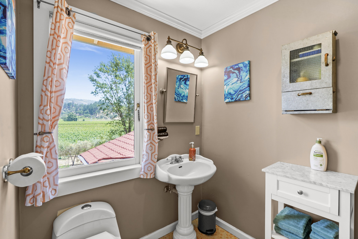 Bathroom with beautiful vineyard views
