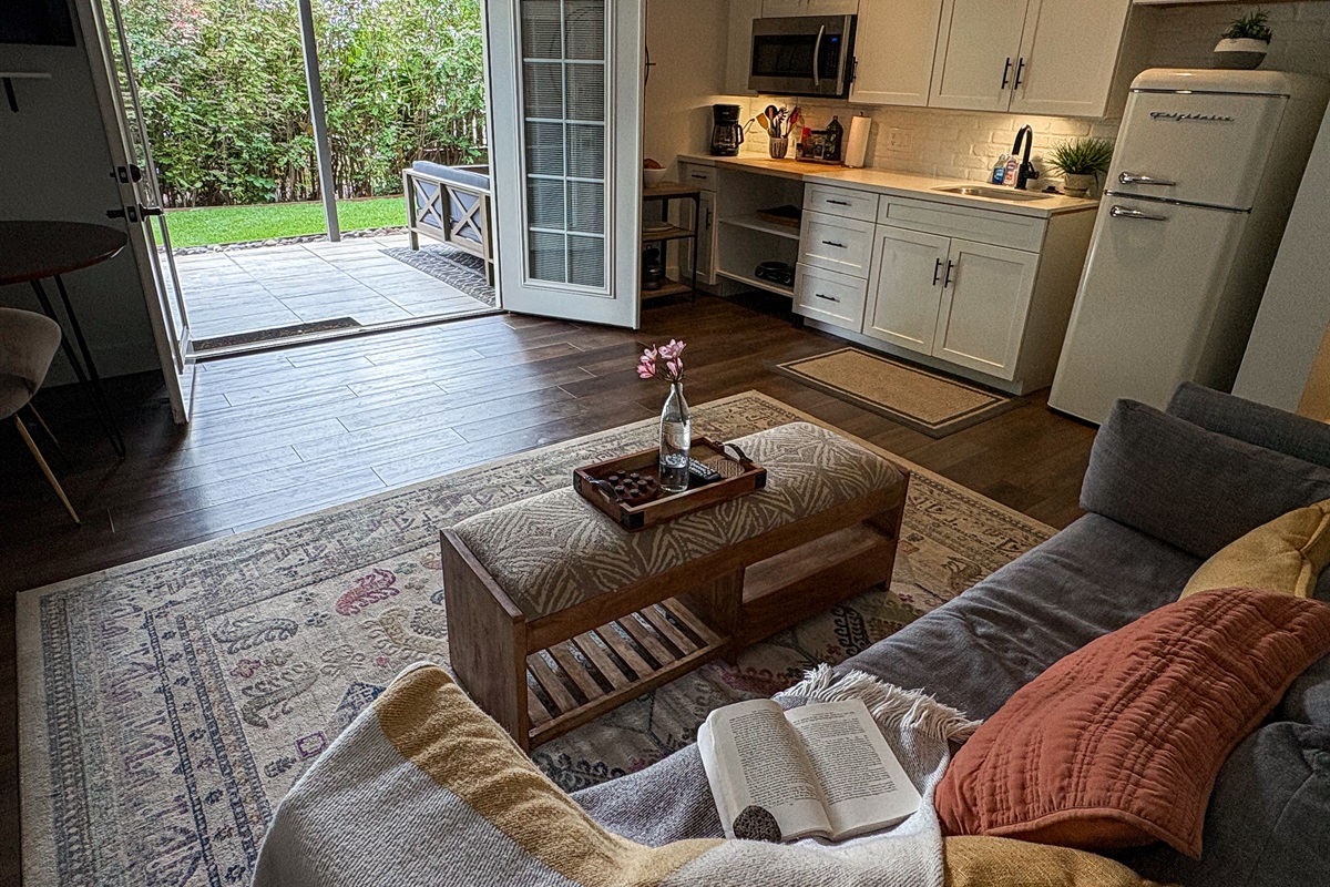 French doors open to your private lanal