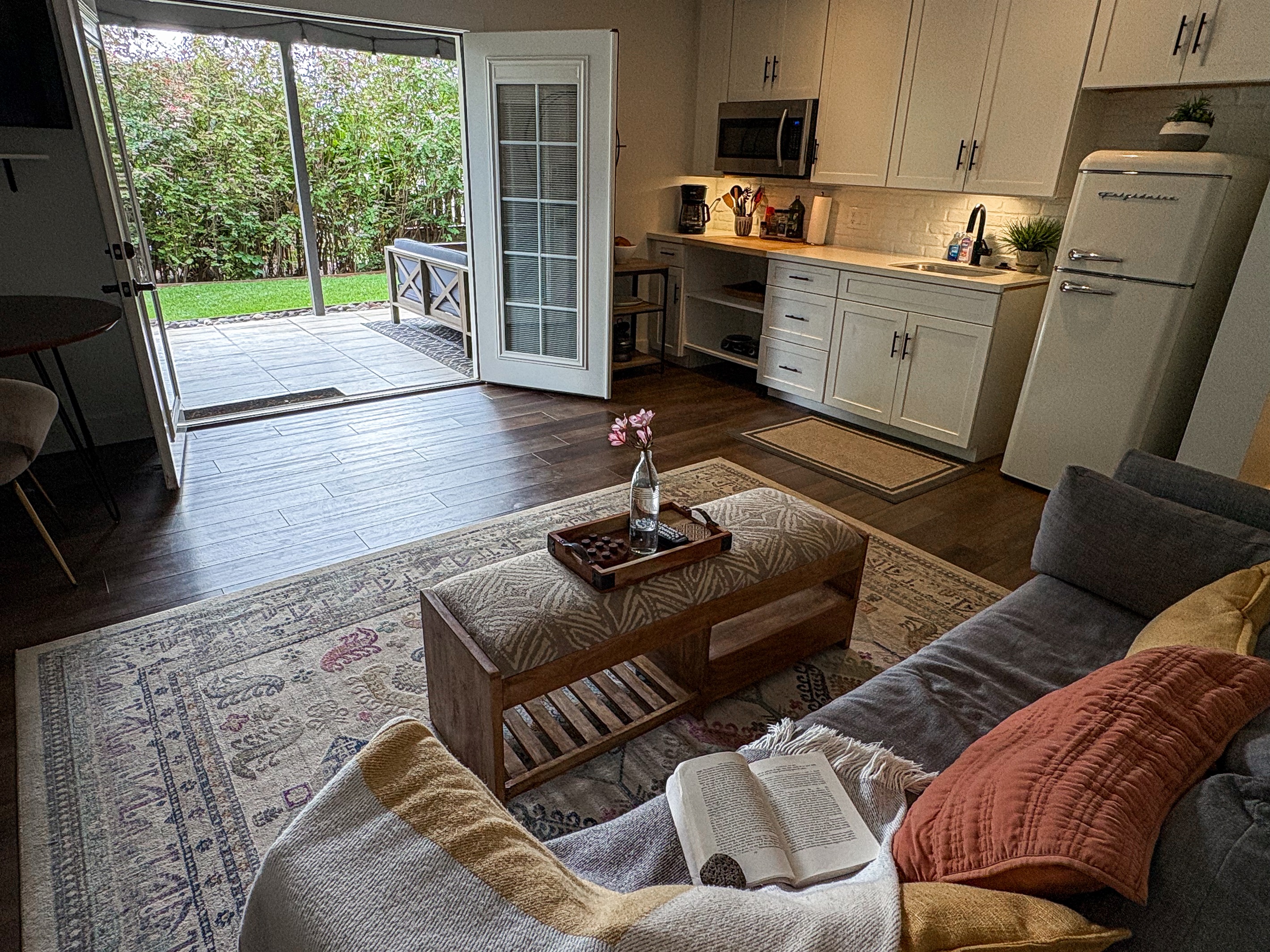French doors open to your private lanal