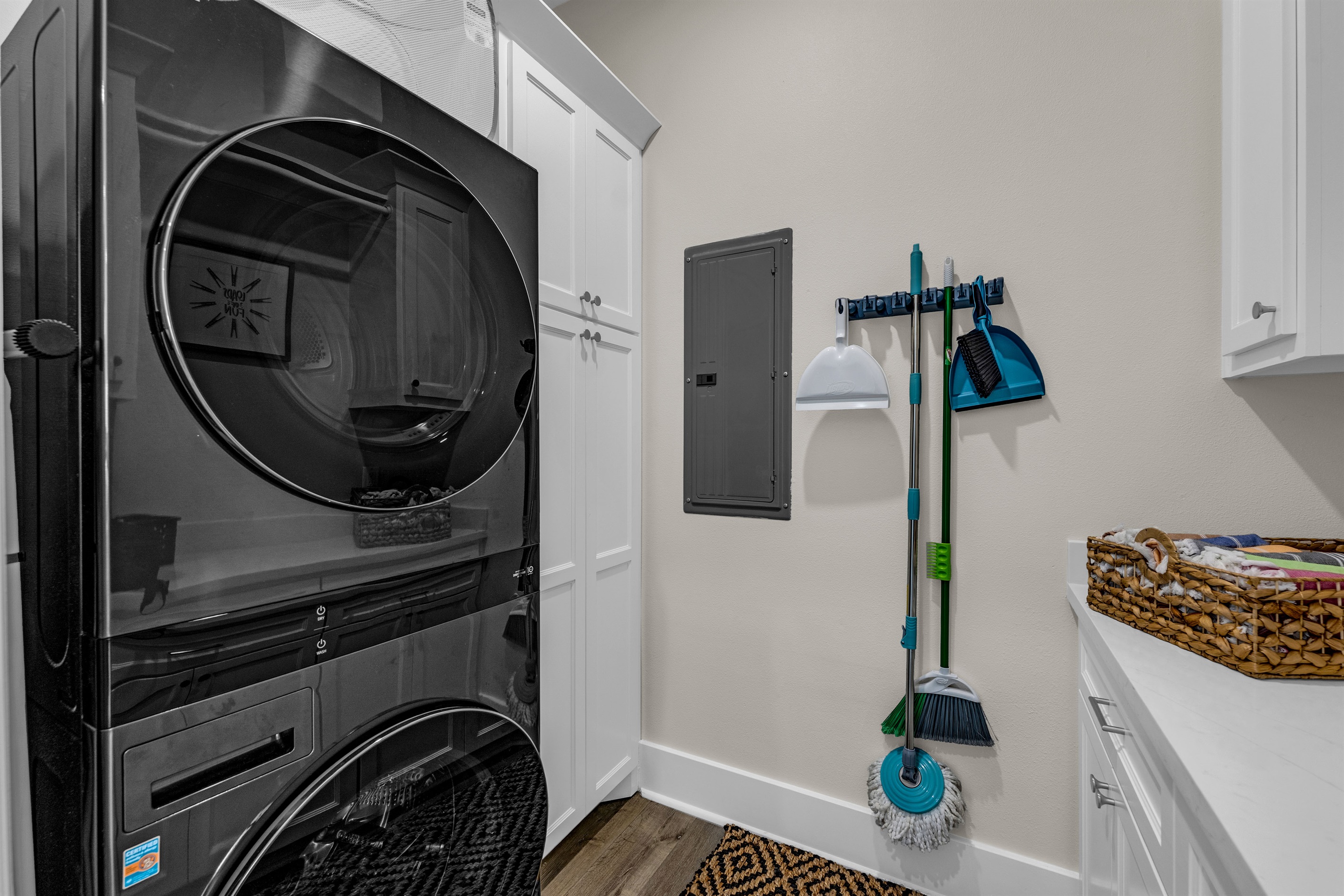 Costa Cristal Laundry: This laundry room elevates a daily chore into a pampering experience, with high-end appliances, quartz countertops, and elegant finishes. 