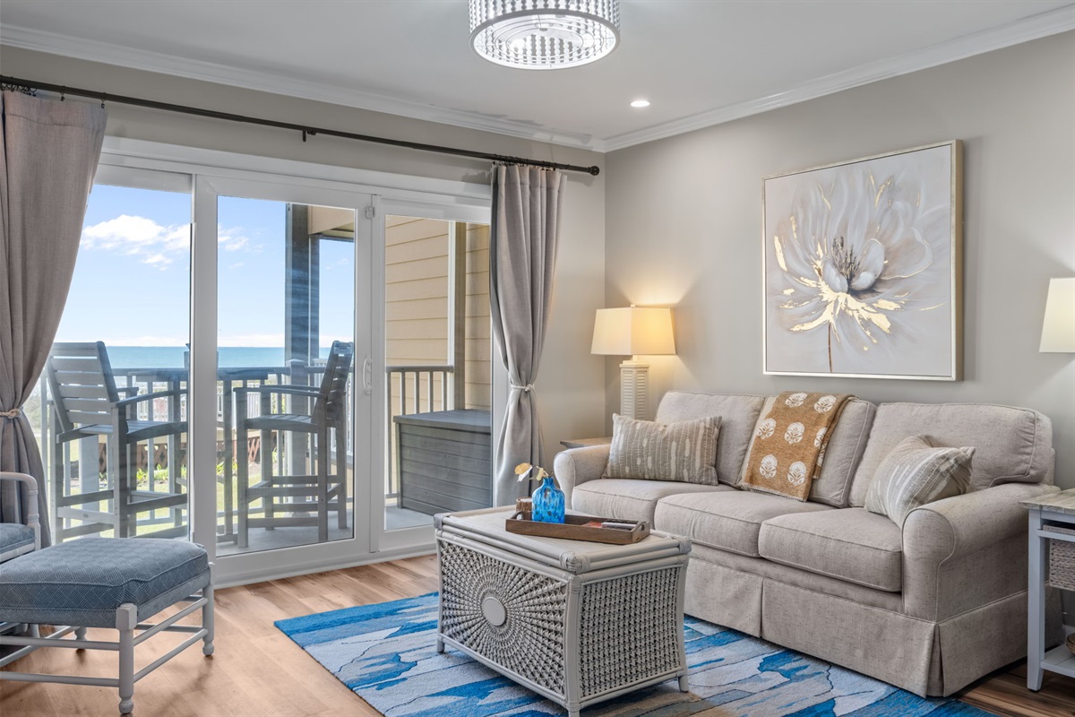 Kick back after a beach day in a cozy coastal space