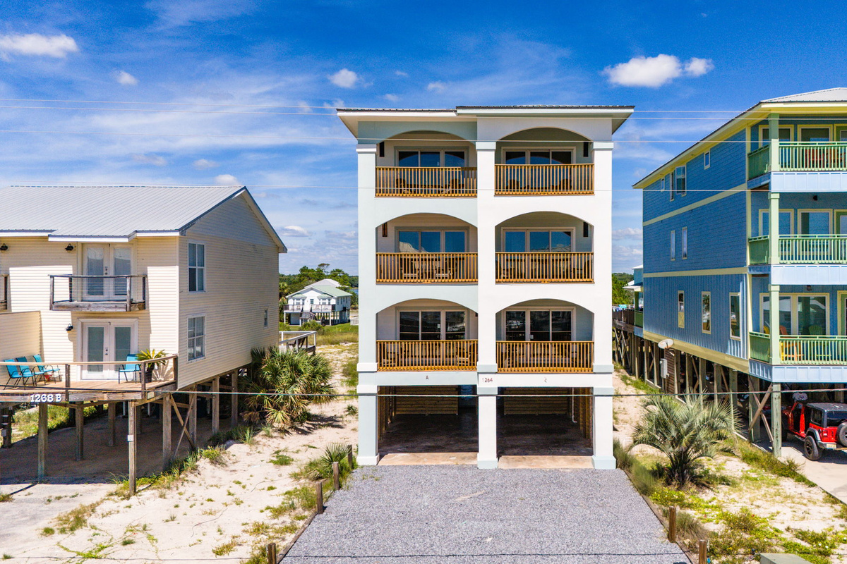 A striking exterior welcomes you to coastal living.