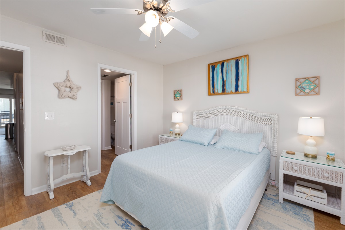 Queen-size bed in the master bedroom