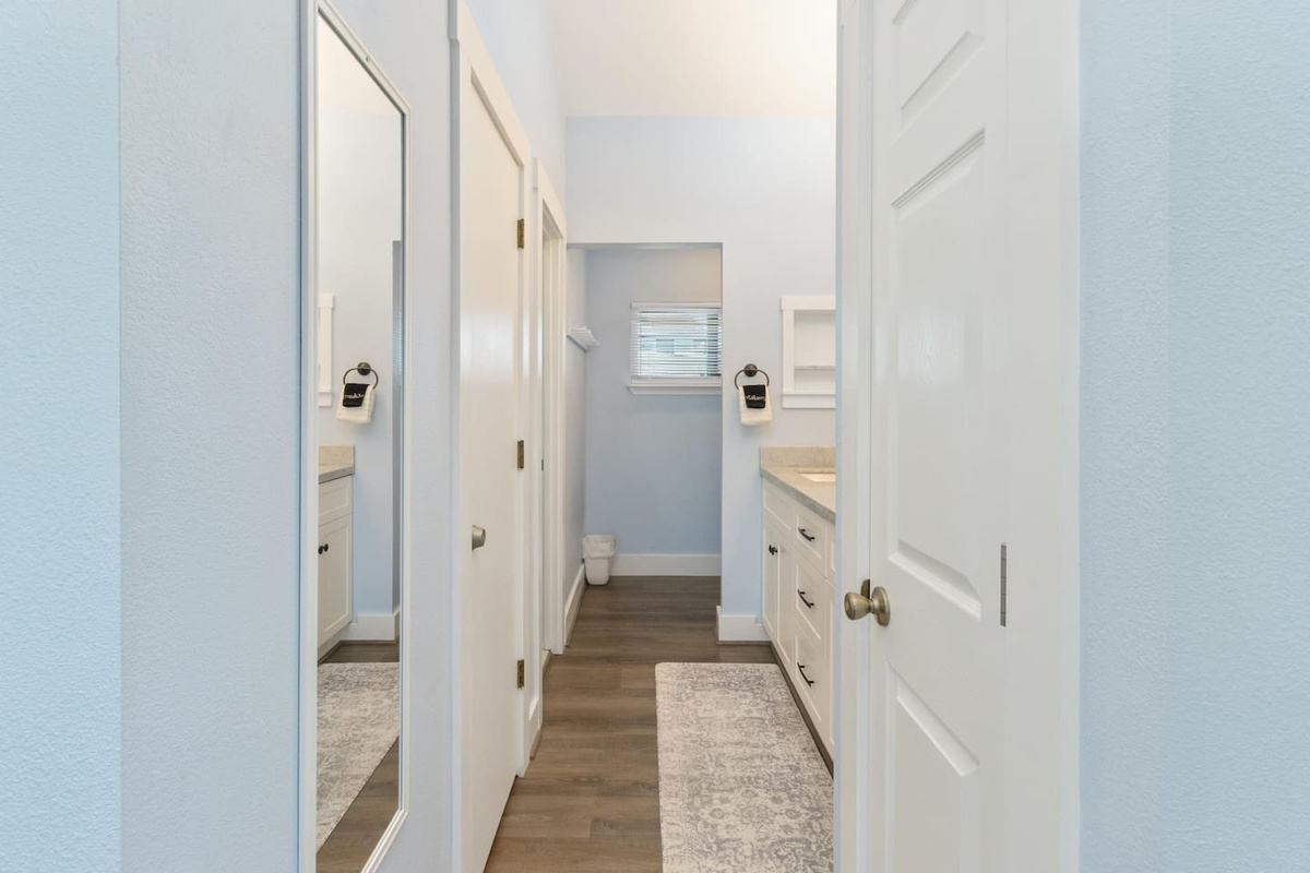 Your double vanity in the master bath has ample storage so every guest can spread out without competing for counter space.