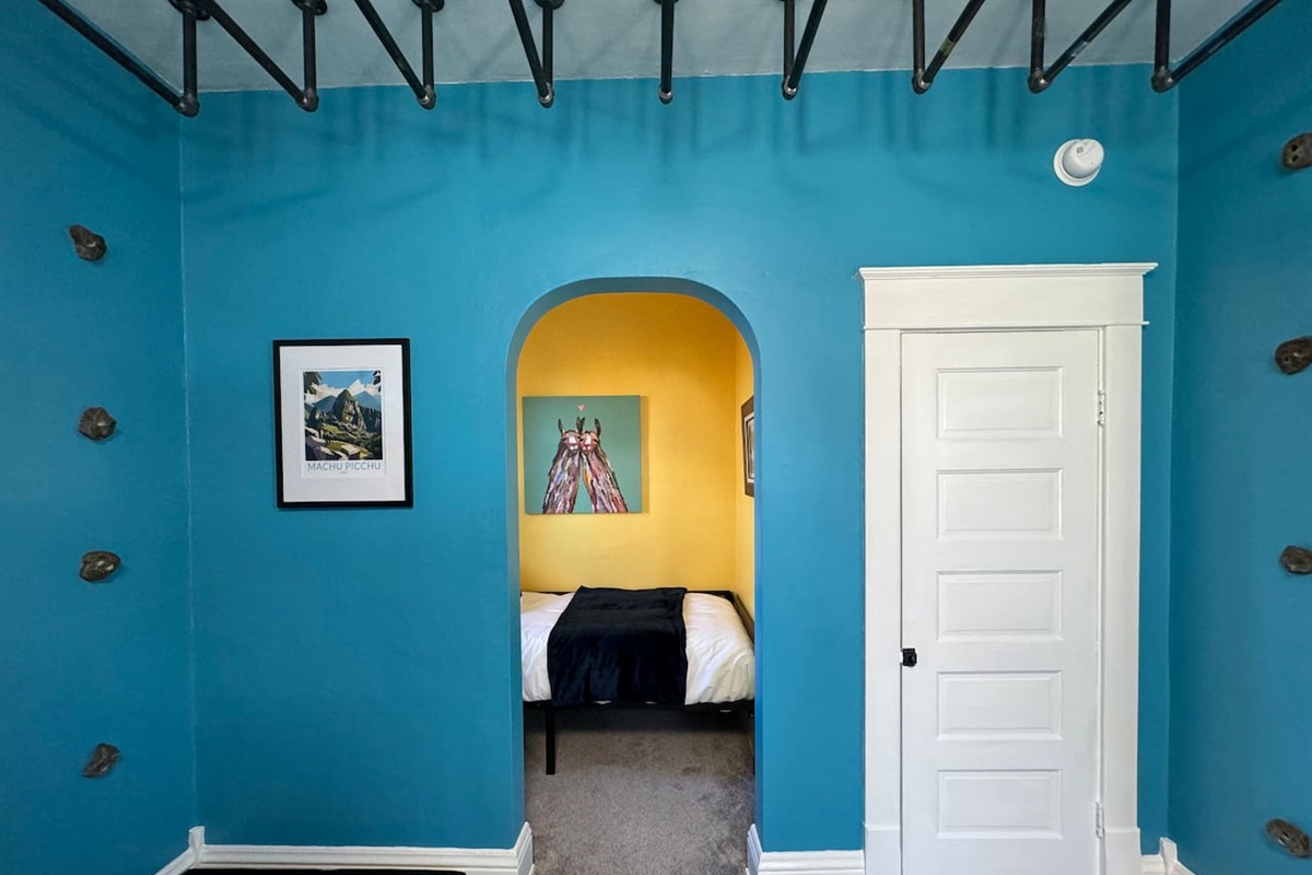 A quick bouldering expedition up the climbing walls and a swing on the monkey bars will tire you out before bed. All posted rules must be read and adhered to by all guest. Crash pads are provided & must be used by all guests using the climbing wall.