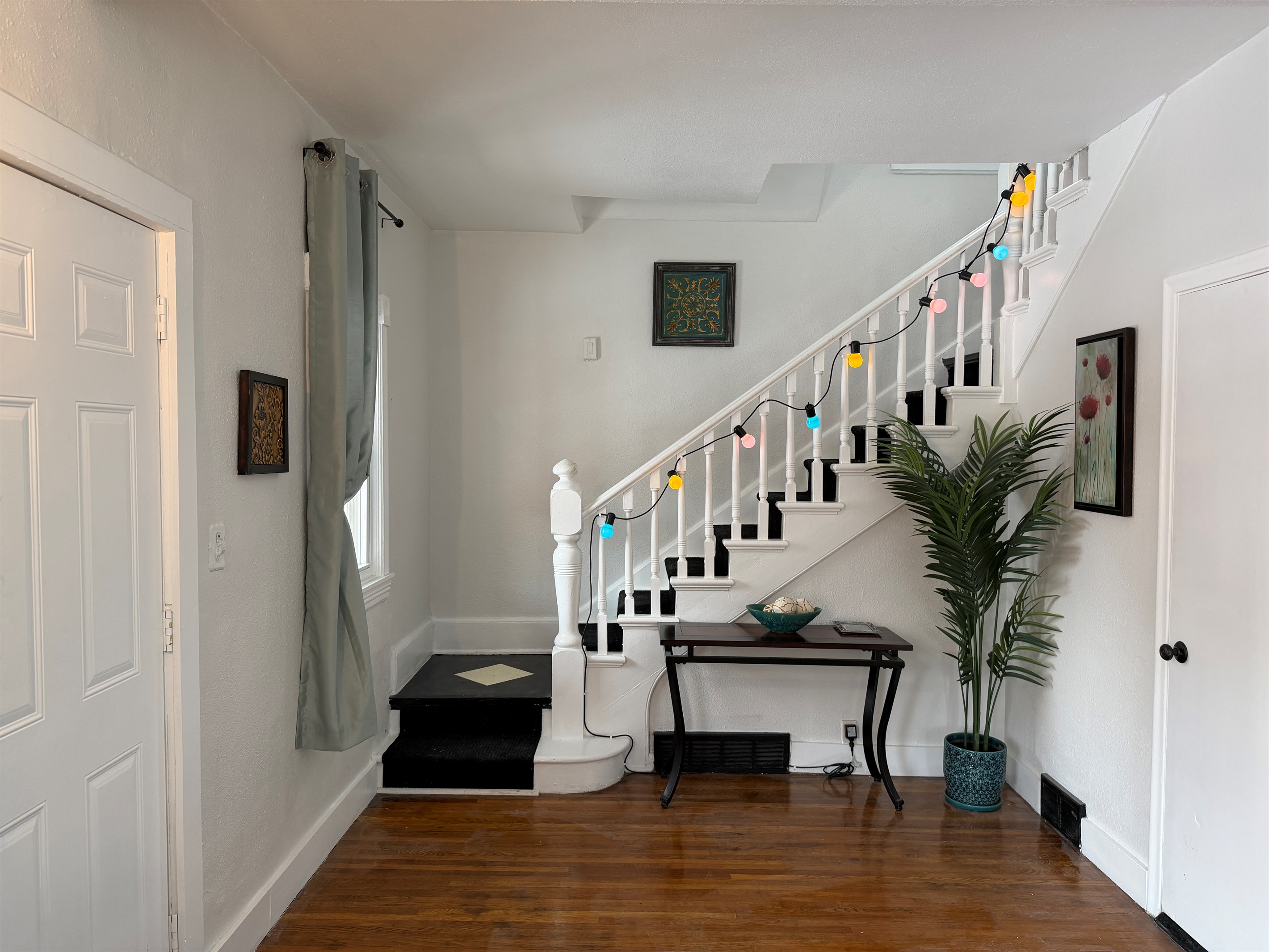 Two bedrooms are upstairs, and one is on the main level.